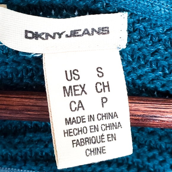 DKNY Jeans Teal Blue Cable Knit Sweater Small - Picture 8 of 8